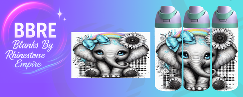 Elephant 24 OZ Sublimation Water Bottle Wrap