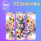 Floral Koala 20 OZ Sublimation Transfer