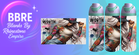 Tattoo Girl 24 OZ Sublimation Water Bottle Wrap
