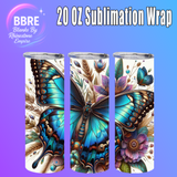 Floral Butterflies 20 OZ Sublimation Transfer