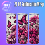 Floral Butterfly 20 OZ Sublimation Transfer