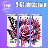 Floral Butterfly 20 OZ Sublimation Transfer