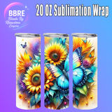 Floral Butterflies 20 OZ Sublimation Transfer