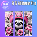 Pink Sloth 20 OZ Sublimation Transfer