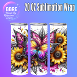 Flower And Butterfly 20 OZ Sublimation Transfer
