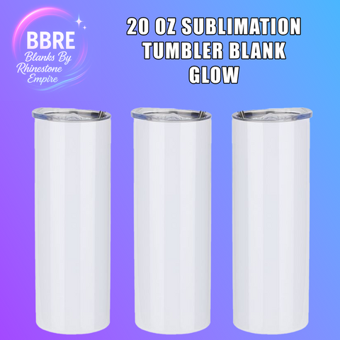 Three 20 oz sublimation tumblers on a purple background with BBRE branding.