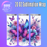 Flower And Butterfly 20 OZ Sublimation Transfer