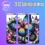 Flower And Butterfly 20 OZ Sublimation Transfer
