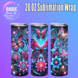Floral Butterflies 20 OZ Sublimation Transfer