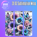 Floral Butterfly 20 OZ Sublimation Transfer