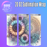 Floral Butterflies 20 OZ Sublimation Transfer