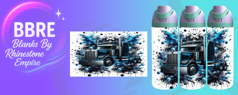 Truck 24 OZ Sublimation Water Bottle Wrap