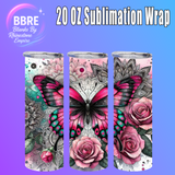 Floral Butterfly 20 OZ Sublimation Transfer