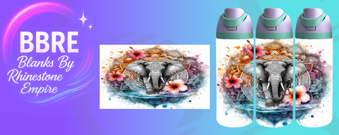 Elephant 24 OZ Sublimation Water Bottle Wrap