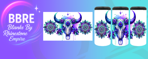 Cow Skull Can Cooler Wrap