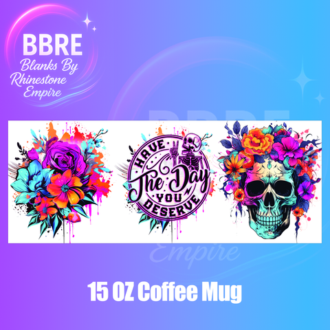 Floral Skull 15 OZ Cup Wrap