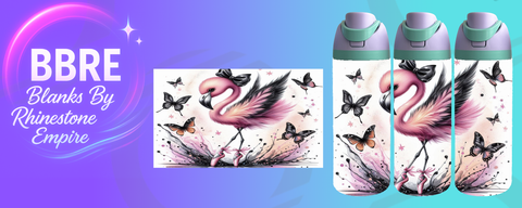 Flamingo 24 OZ Sublimation Water Bottle Wrap