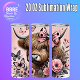 Colorful Cow 20 OZ Sublimation Transfer