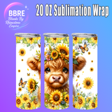 Cute Cow 20 OZ Sublimation Transfer
