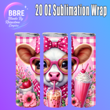 Cute Cow 20 OZ Sublimation Transfer