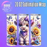 Cute Cow 20 OZ Sublimation Transfer