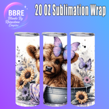 Colorful Cow 20 OZ Sublimation Transfer
