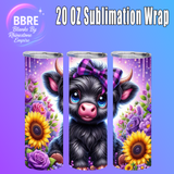 Cute Cow 20 OZ Sublimation Transfer