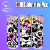 Cute Cow 20 OZ Sublimation Transfer