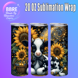 Colorful Cow 20 OZ Sublimation Transfer