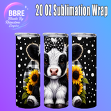 Cute Cow 20 OZ Sublimation Transfer