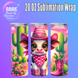 Cute Cow 20 OZ Sublimation Transfer