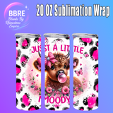 Cute Cow 20 OZ Sublimation Transfer