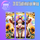 Colorful Cow 20 OZ Sublimation Transfer