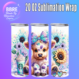 Colorful Cow 20 OZ Sublimation Transfer