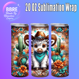 Cute Cow 20 OZ Sublimation Transfer