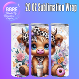 Colorful Cow 20 OZ Sublimation Transfer