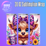 Cute Cow 20 OZ Sublimation Transfer