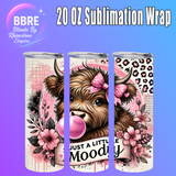 Cute Cow 20 OZ Sublimation Transfer