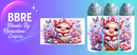 Piglet 24 OZ Sublimation Water Bottle Wrap