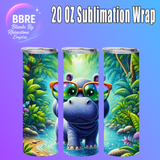 Cute Hippo 20 OZ Sublimation Transfer