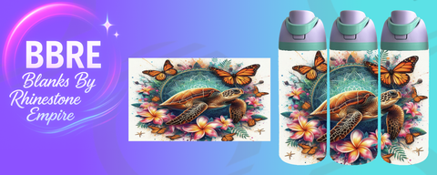 Turtle 24 OZ Sublimation Water Bottle Wrap