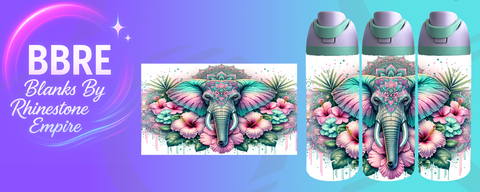 Elephant 24 OZ Sublimation Water Bottle Wrap