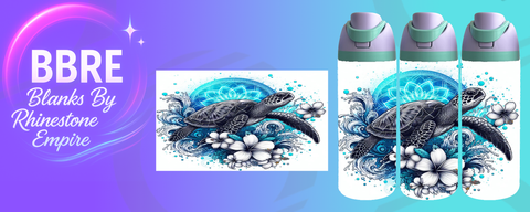 Turtle 24 OZ Sublimation Water Bottle Wrap