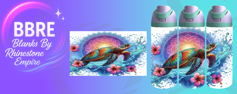 Turtle 24 OZ Sublimation Water Bottle Wrap