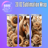 Colorful Horse 20 OZ Sublimation Transfer