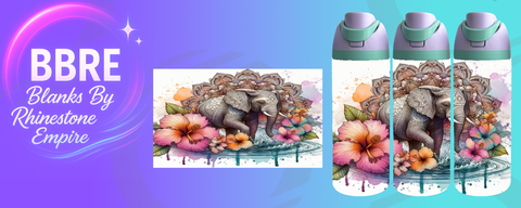 Elephant 24 OZ Sublimation Water Bottle Wrap