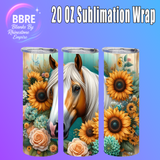Floral Horse 20 OZ Sublimation Transfer