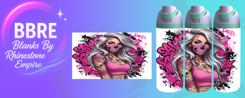 Tattoo Girl 24 OZ Sublimation Water Bottle Wrap