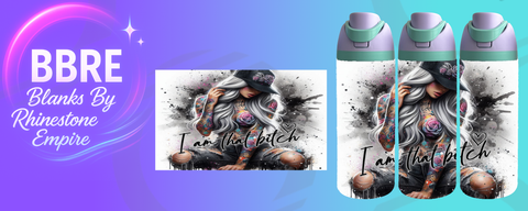 Tattoo Girl 24 OZ Sublimation Water Bottle Wrap