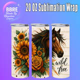Floral Horse 20 OZ Sublimation Transfer